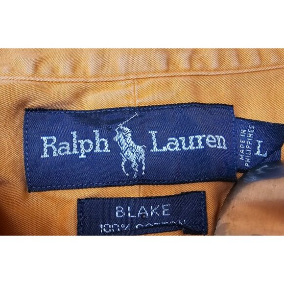 Ralph Lauren Blake Mens Large Sun Washed Orange Button Down Long Sleeve Shirt - Picture 10 of 10